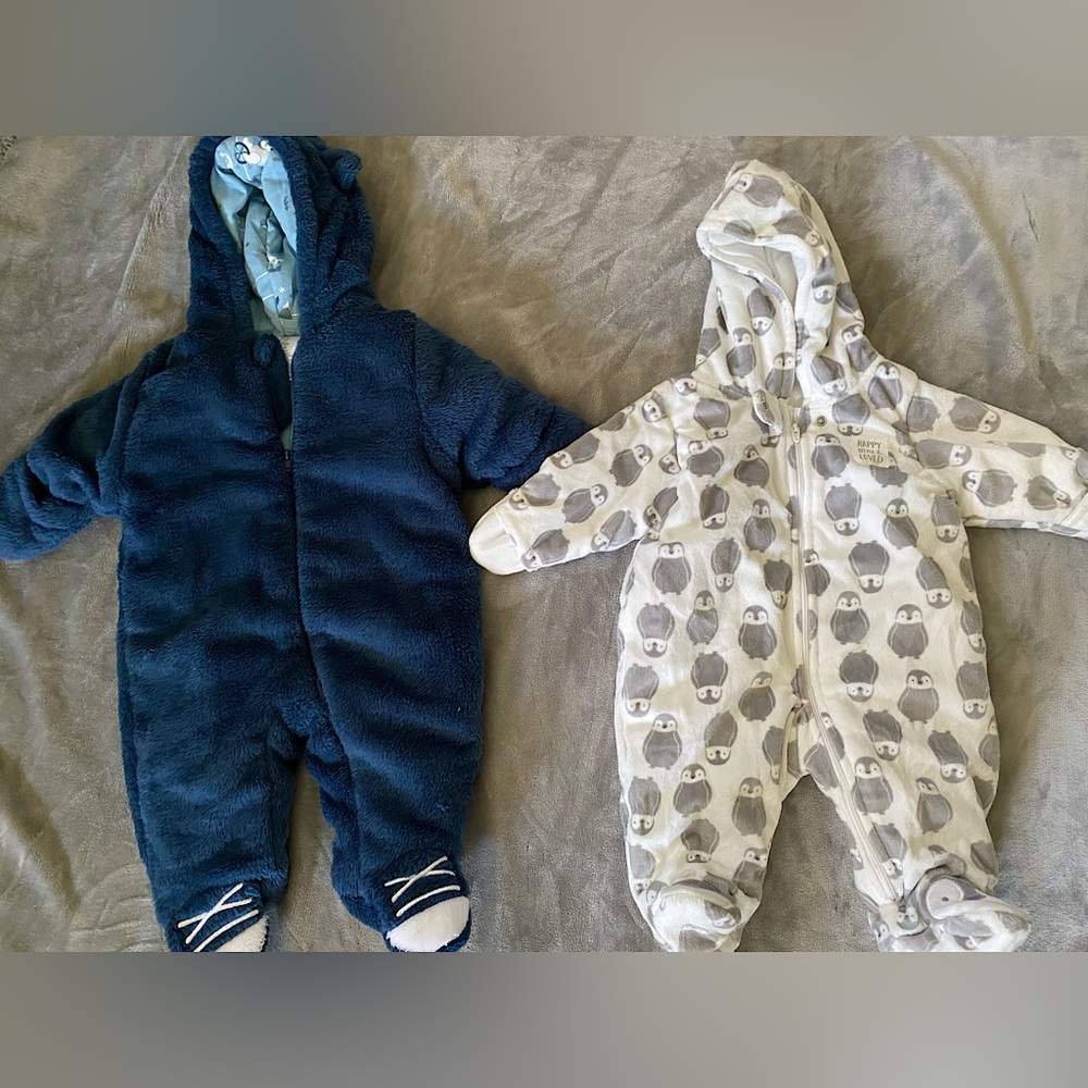 Lot of 2  3month  boy warm onesies